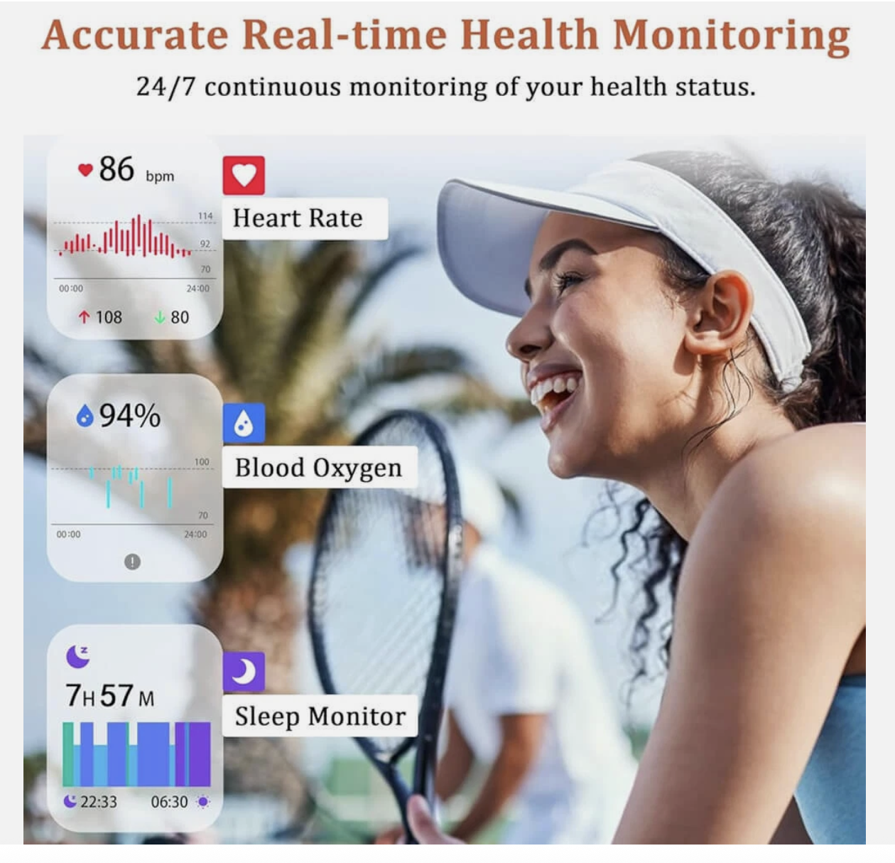 Vibeat Smart Watch for Men Women 1.83" Alexa Built-in Waterproof IP68 Smartwatch