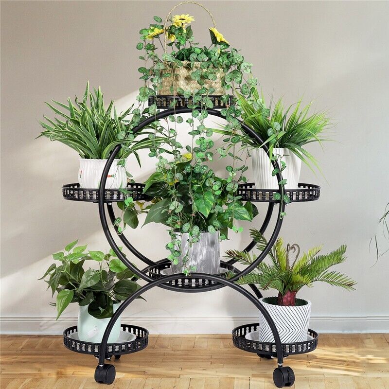 4 Layer 6 Pots Metal Plant Stand Flower Holder Rack Display Holder Shelf Garden