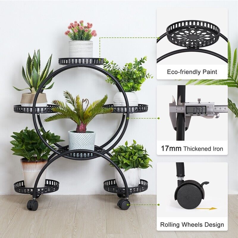 4 Layer 6 Pots Metal Plant Stand Flower Holder Rack Display Holder Shelf Garden