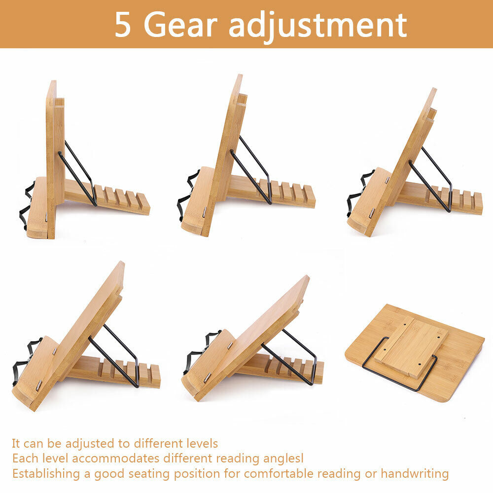 Adjustment Book Stand Bamboo Reading Rest Tablet Rack Home Study Holder Foldable