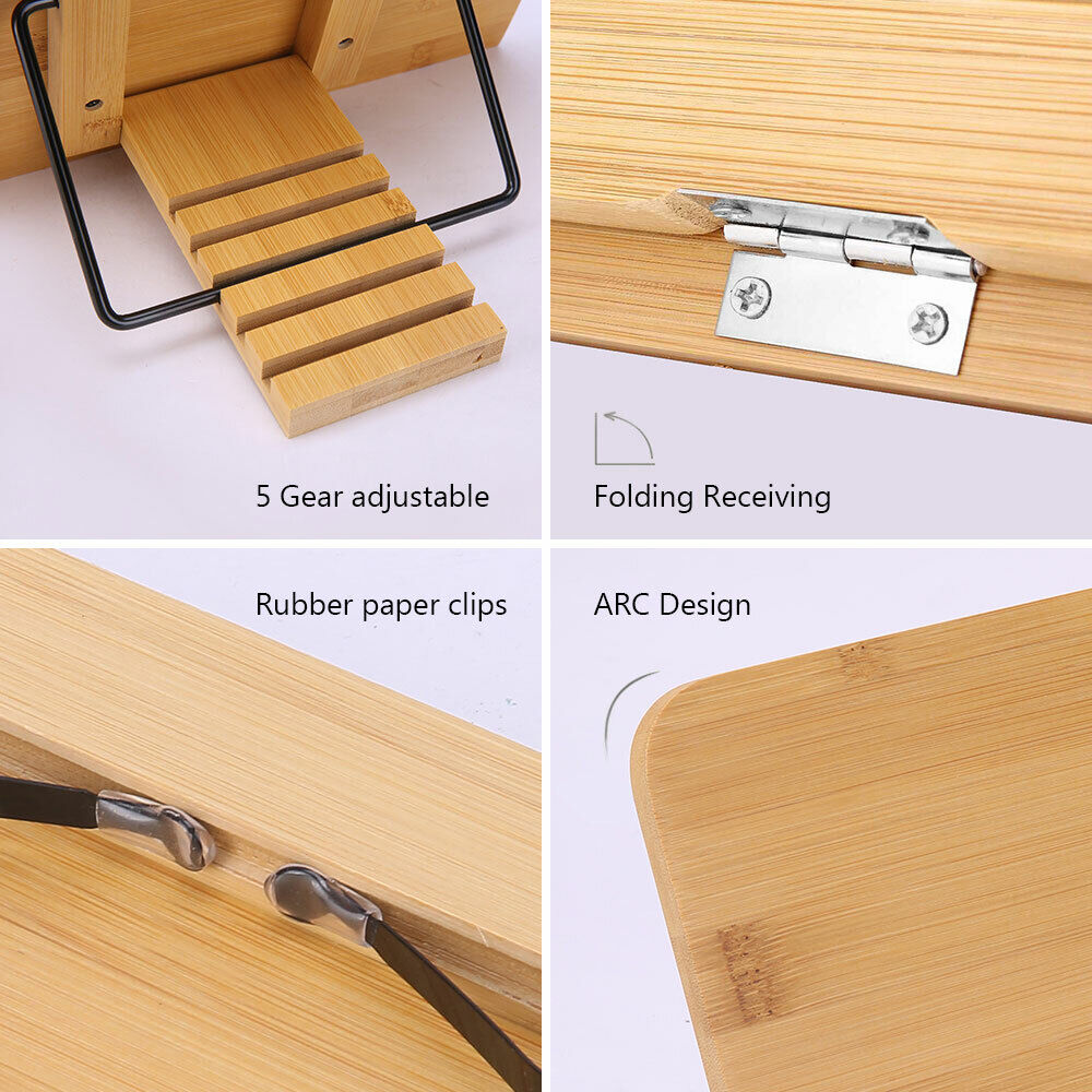 Adjustment Book Stand Bamboo Reading Rest Tablet Rack Home Study Holder Foldable