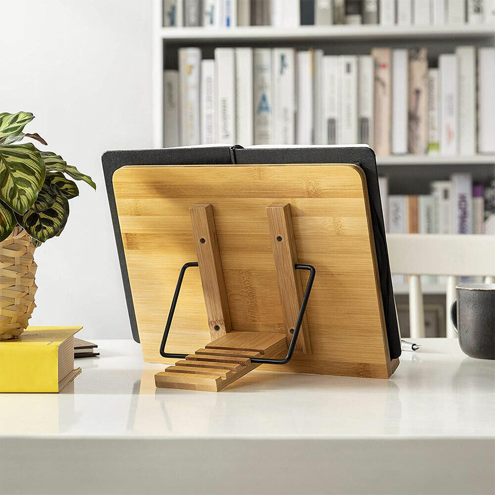 Adjustment Book Stand Bamboo Reading Rest Tablet Rack Home Study Holder Foldable