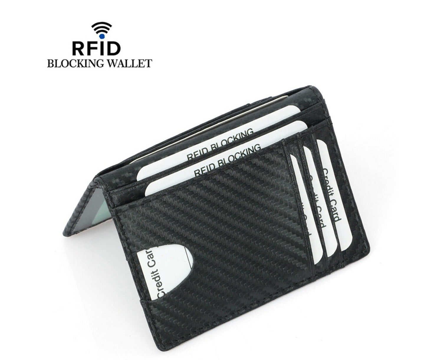 Credit Card Drive Licens Holder Carbon Fiber RFID Blocking Slim Wallet