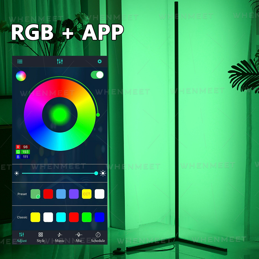 RGB LED Floor Corner Lamp Light Stand Streaming Room Gaming Room Decoration