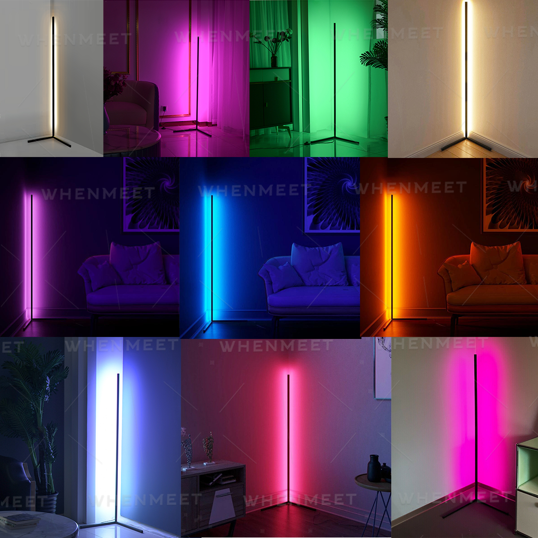 RGB LED Floor Corner Lamp Light Stand Streaming Room Gaming Room Decoration