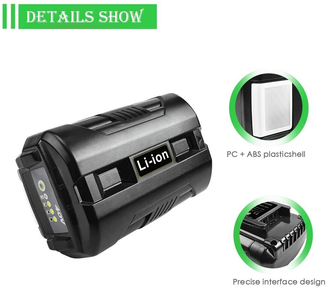 40V 6.0Ah Lithium-ion Battery For Ryobi 40-Volt OP4050 OP4050A Cordless Tools