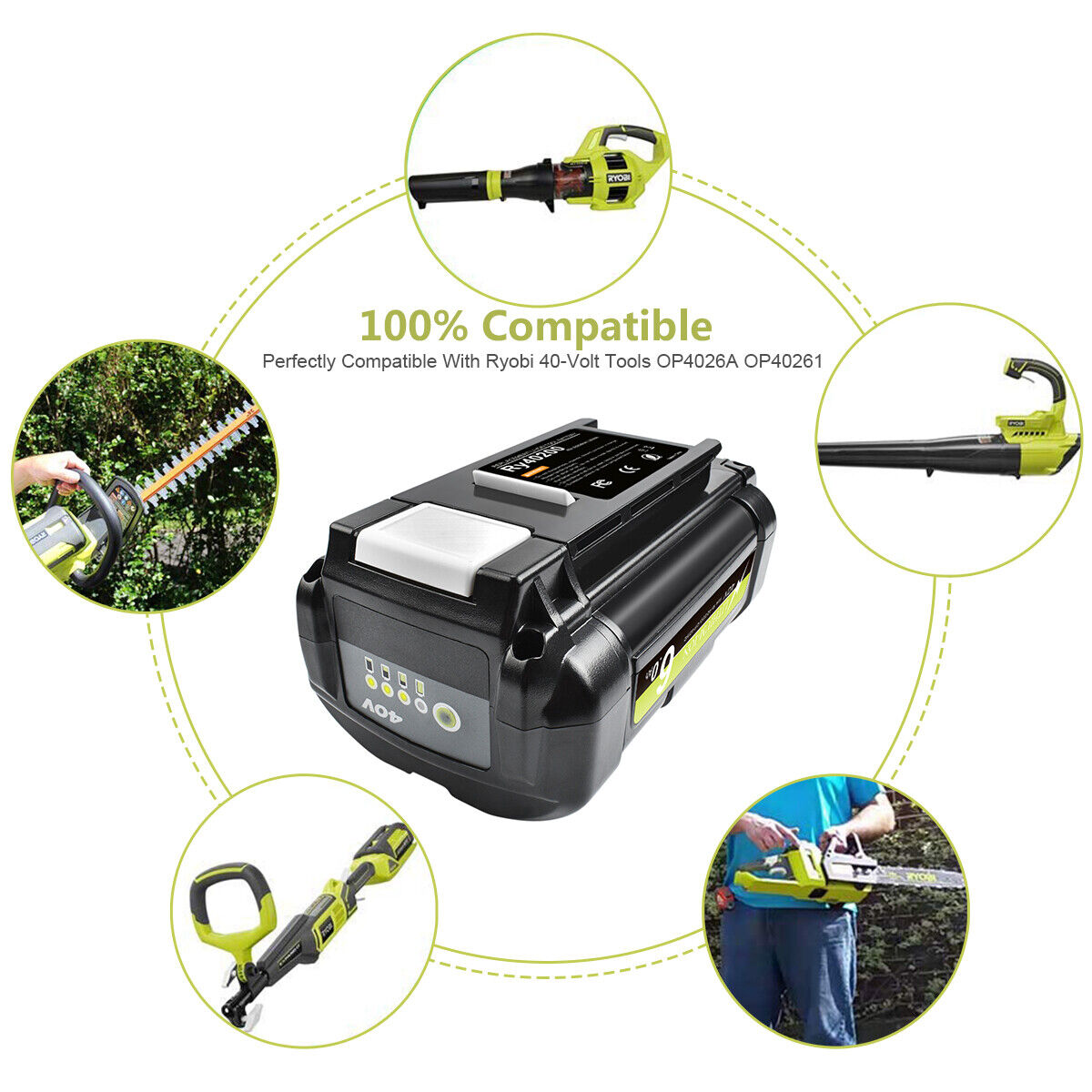 40V 6.0Ah Lithium-ion Battery For Ryobi 40-Volt OP4050 OP4050A Cordless Tools