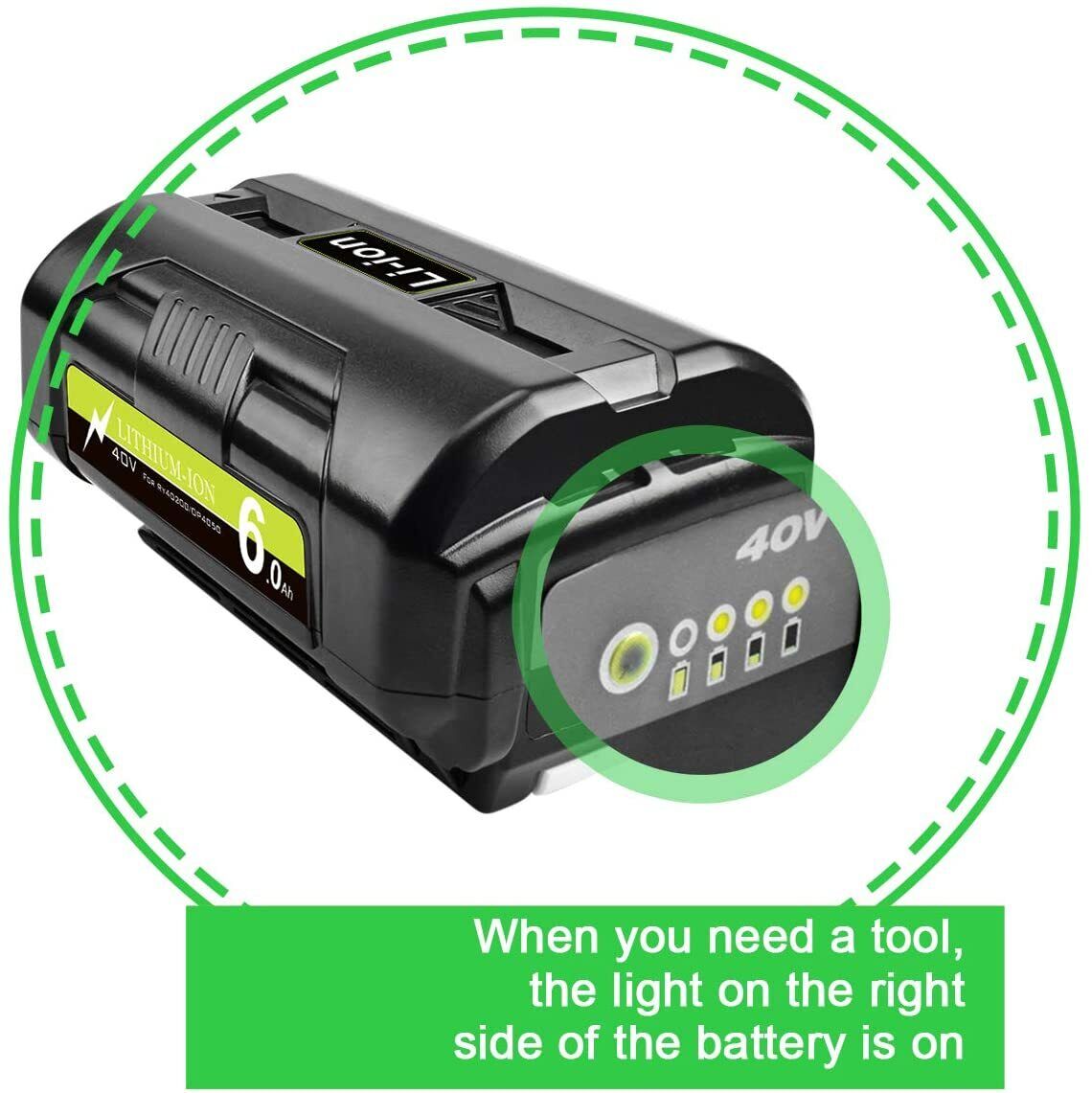 40V 6.0Ah Lithium-ion Battery For Ryobi 40-Volt OP4050 OP4050A Cordless Tools