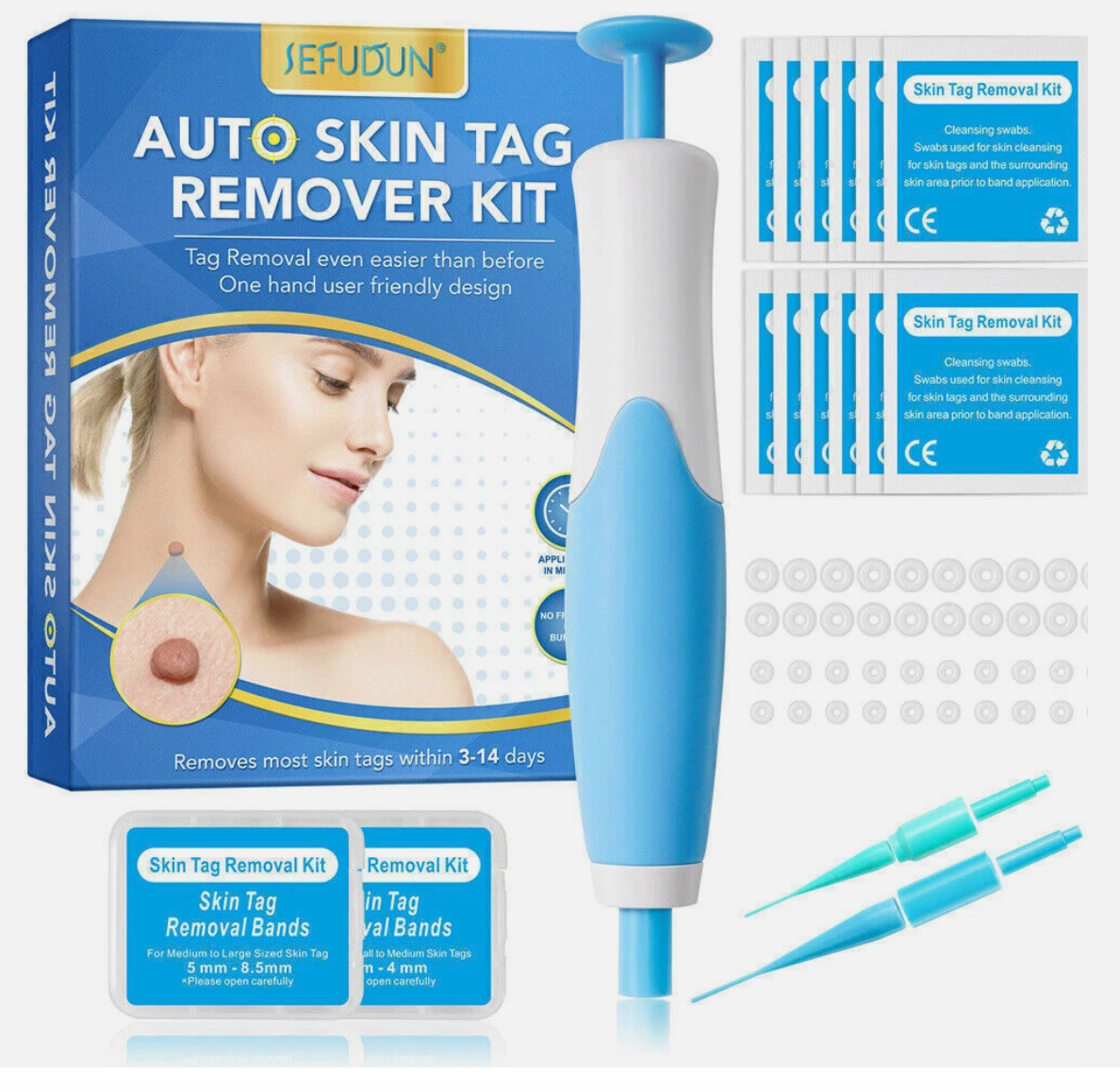Painless Skin Tag Mole Wart Removal Kit, Body Auto SKIN TAG Bands Remover Safe