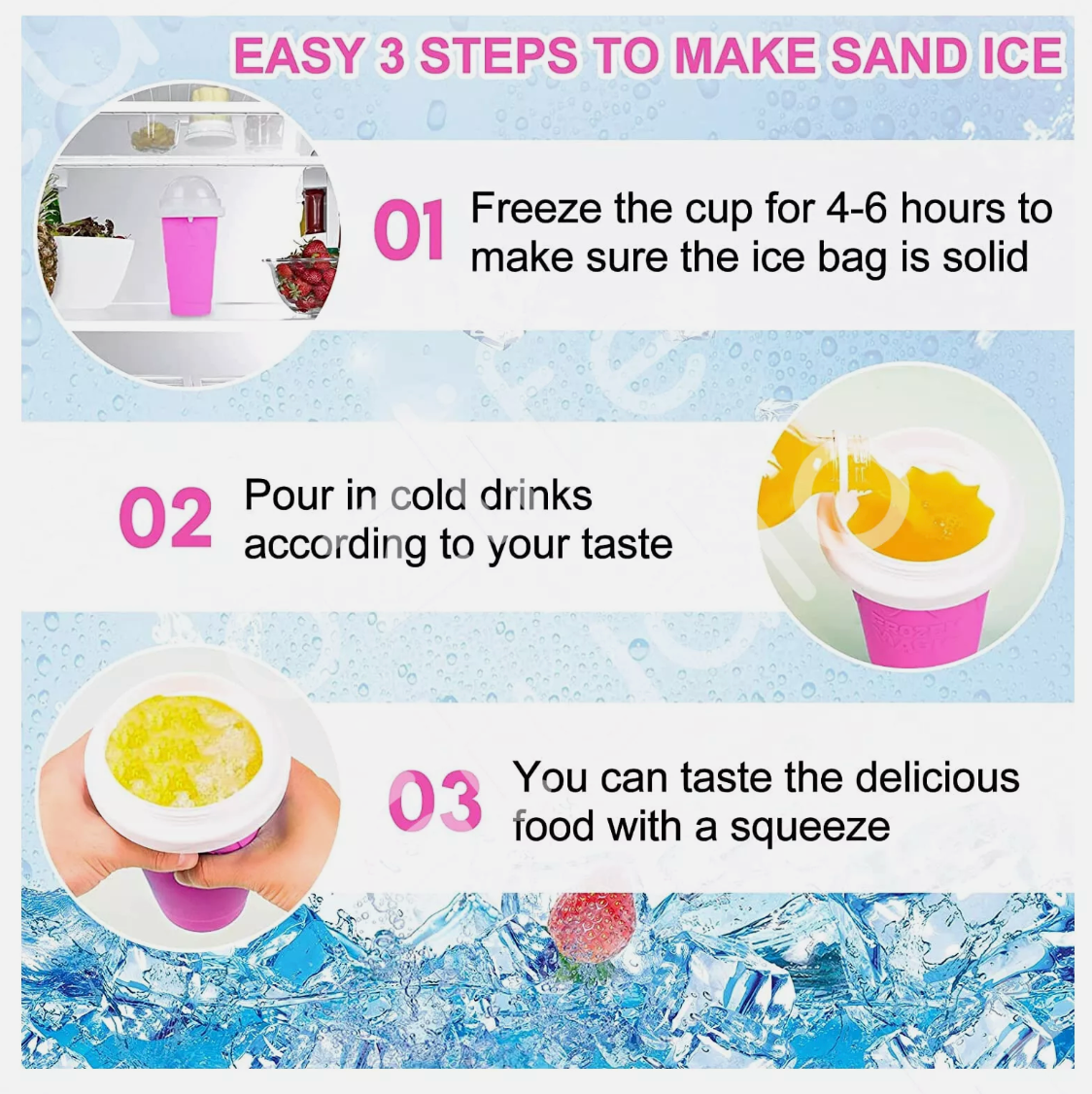 Slushy Maker Cup Quick Freeze Magic Squeeze Cup Milkshake Cup Ice Cream Maker