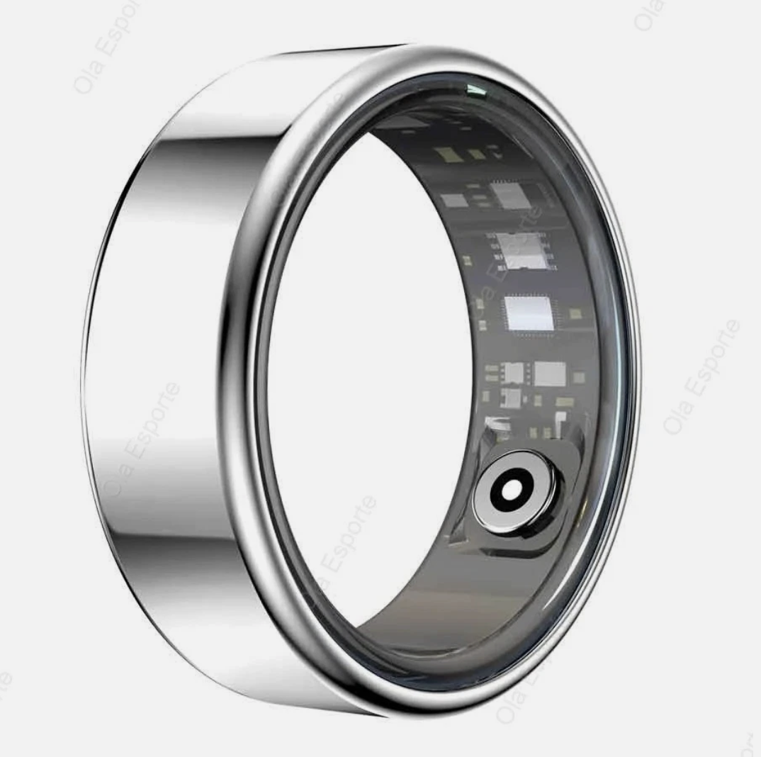 Silver Smart Ring Health Waterproof Finger Ring Monitor Heart Rate Fitness Tracker