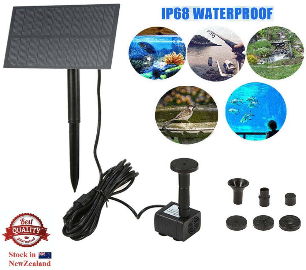 Solar Powered Fountain Submersible Water Pump Garden Pond Pool Feature Kit Panel
