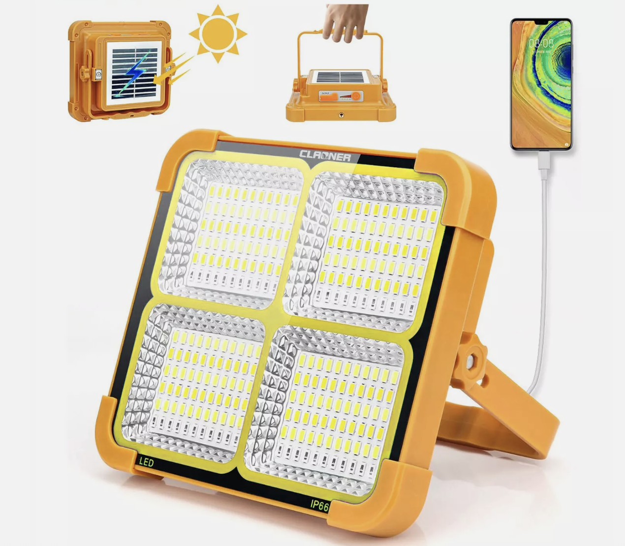 20000LM Rechargeable Solar Work Light 2000W Torch Camping Flood Waterproof Lamp