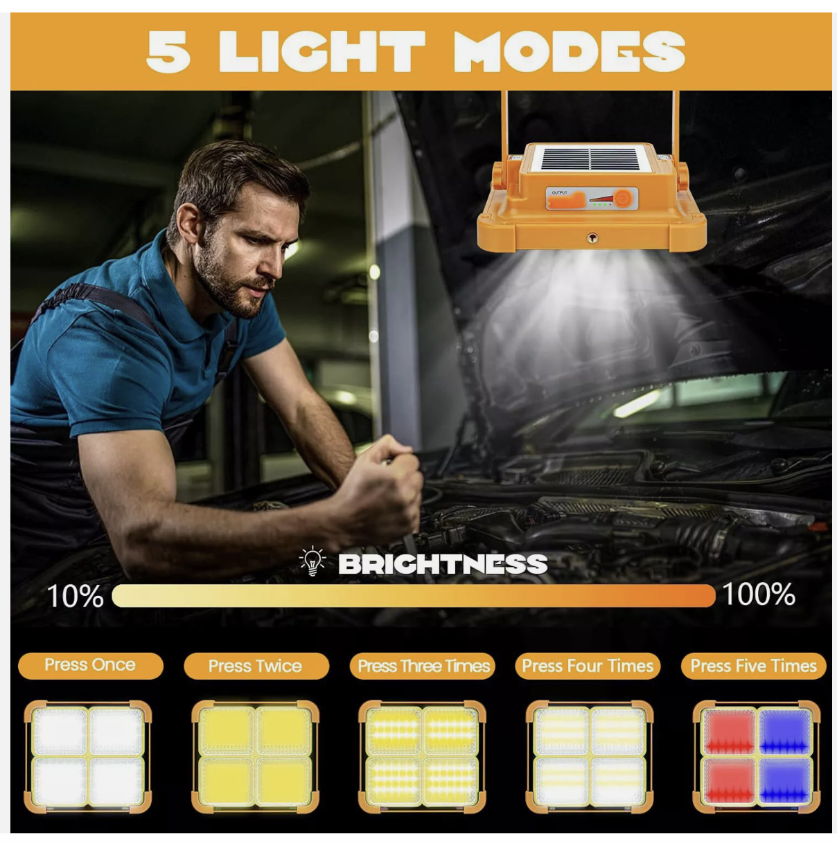 20000LM Rechargeable Solar Work Light 2000W Torch Camping Flood Waterproof Lamp