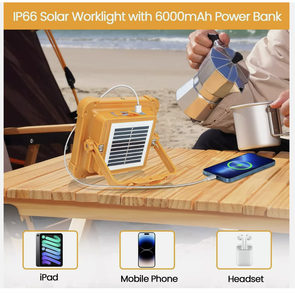 20000LM Rechargeable Solar Work Light 2000W Torch Camping Flood Waterproof Lamp