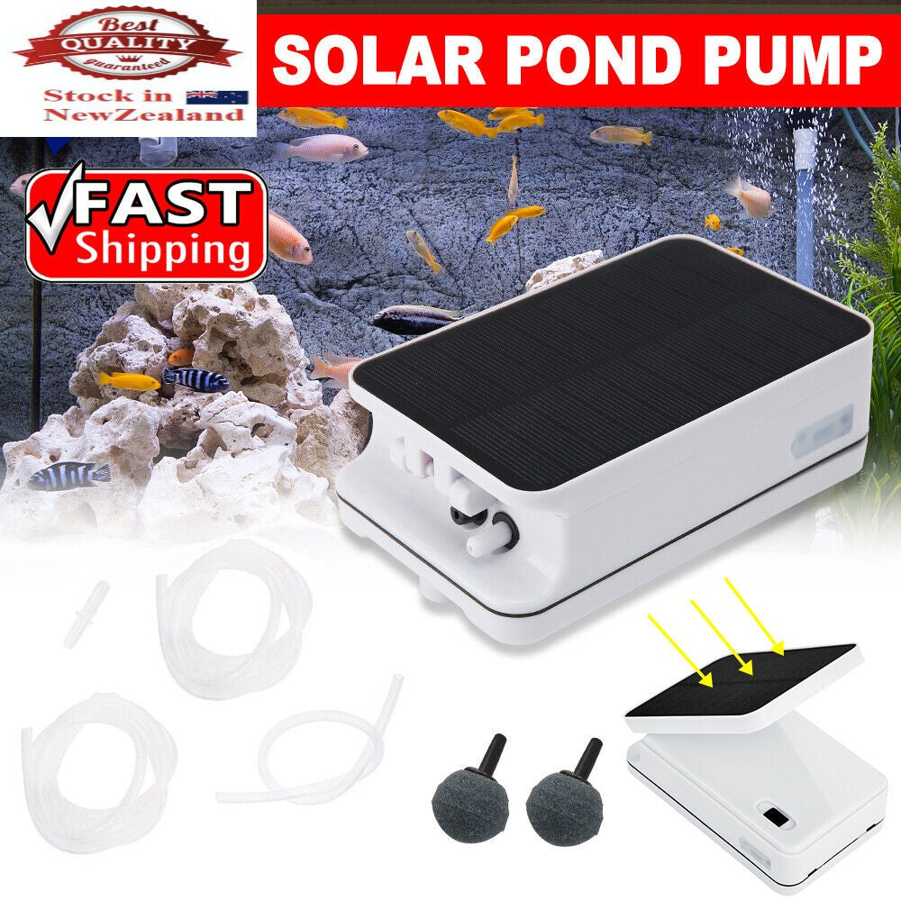 Solar Power Air Pump Oxygenator Aquarium Fish Pond Pool Water Aerator Day/Night