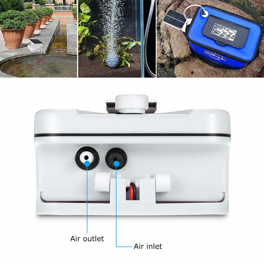 Solar Power Air Pump Oxygenator Aquarium Fish Pond Pool Water Aerator Day/Night