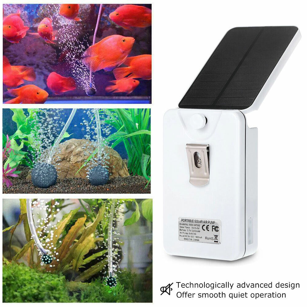 Solar Power Air Pump Oxygenator Aquarium Fish Pond Pool Water Aerator Day/Night