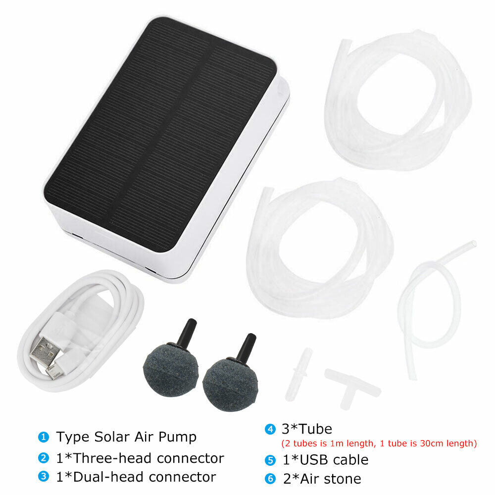 Solar Power Air Pump Oxygenator Aquarium Fish Pond Pool Water Aerator Day/Night