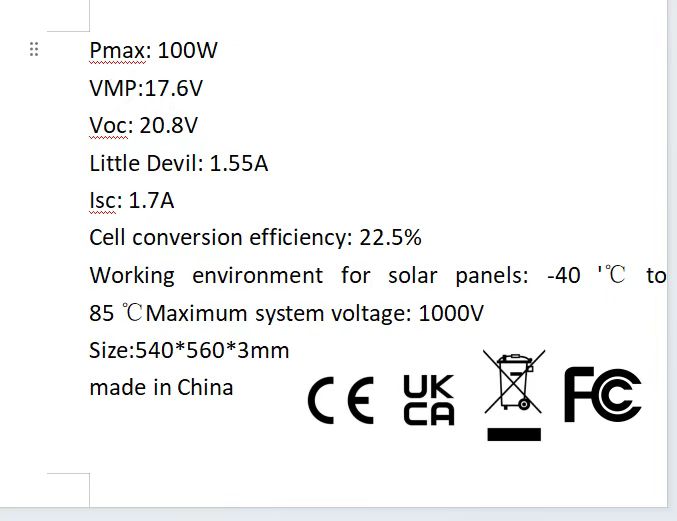 100W Solar Panel Flexible