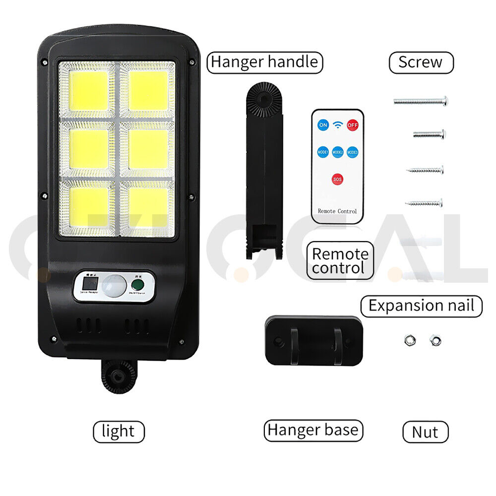 Solar Street LED Light Motion Sensor Remote Outdoor Garden Yard Flood Down Lamp