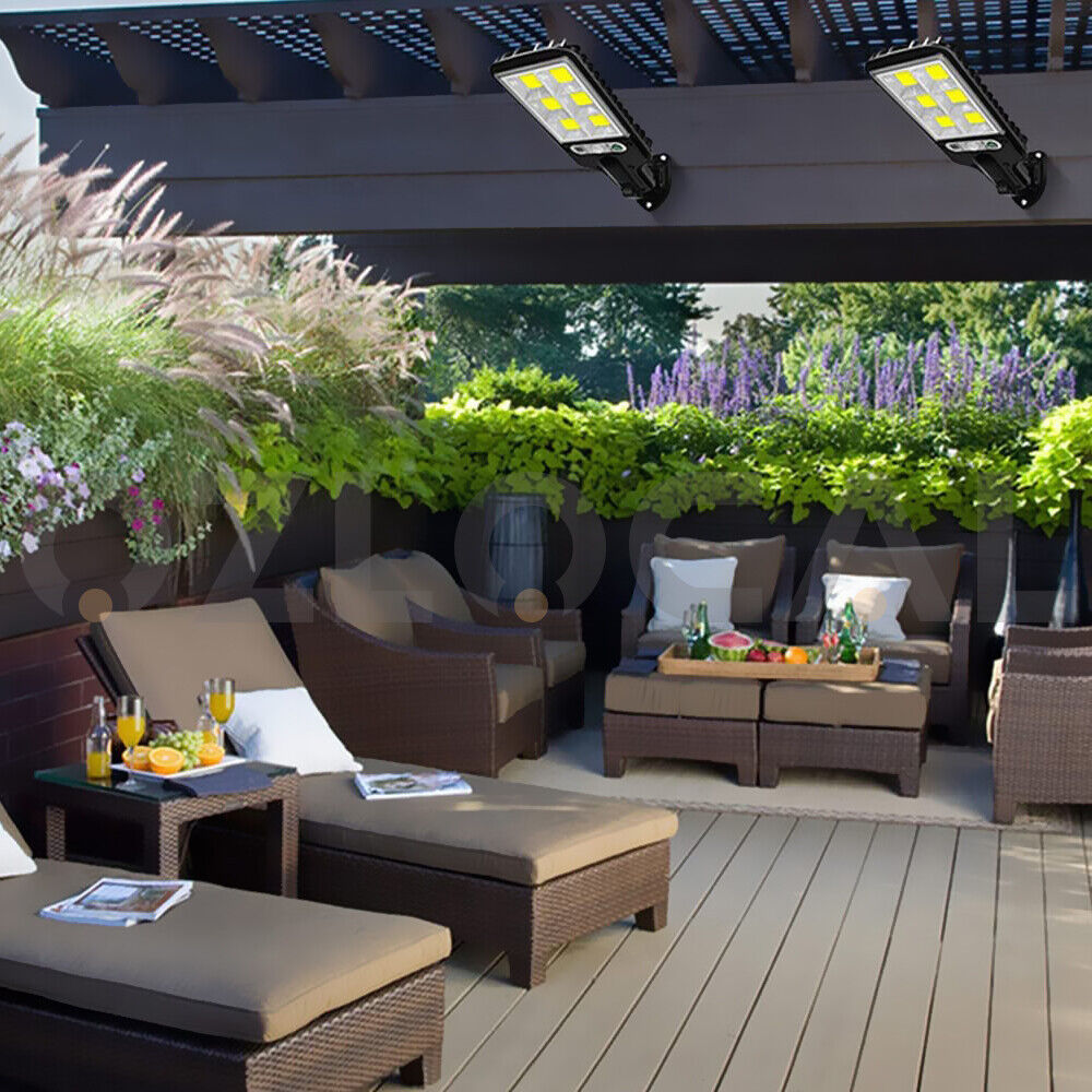 Solar Street LED Light Motion Sensor Remote Outdoor Garden Yard Flood Down Lamp