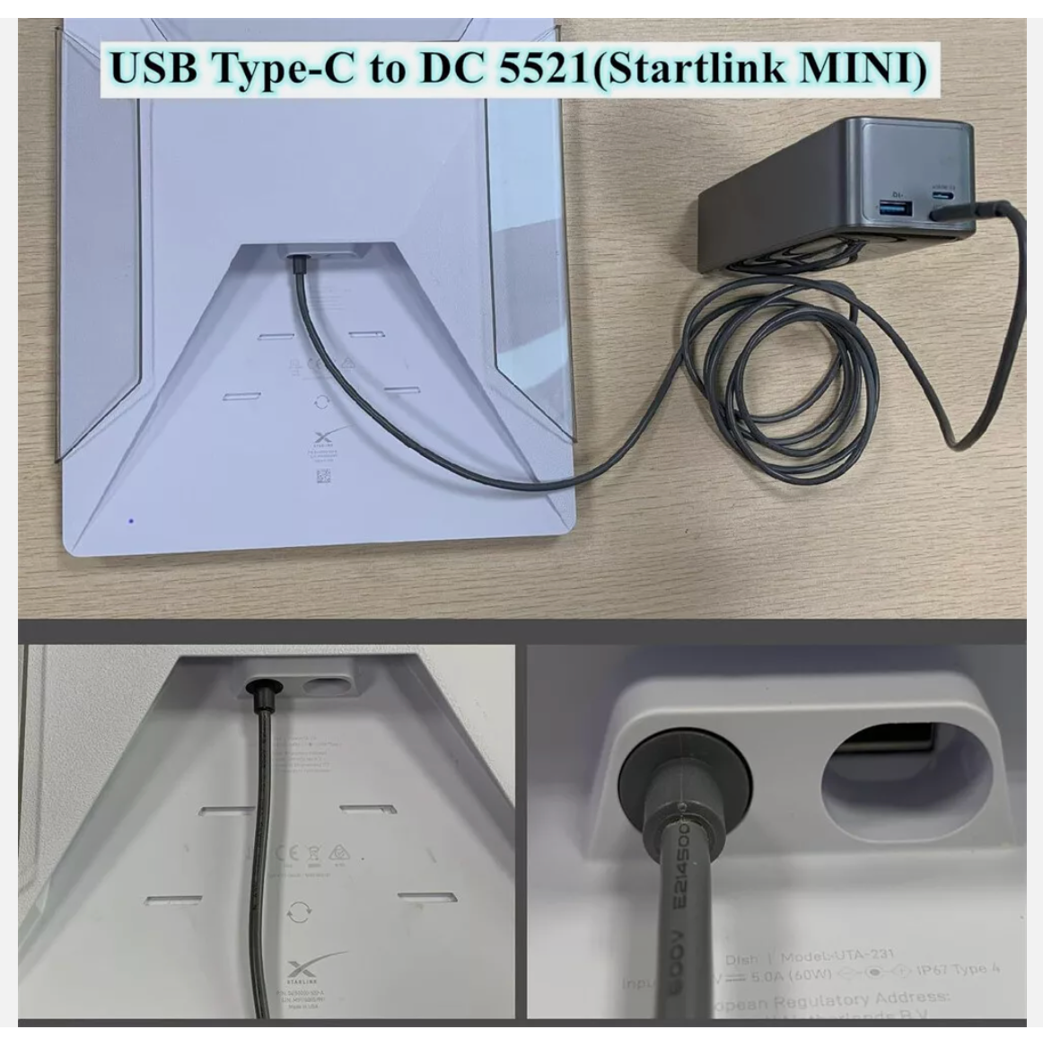 Waterproof USB C To DC Cable For Starlink Mini Fast And Reliable Charging