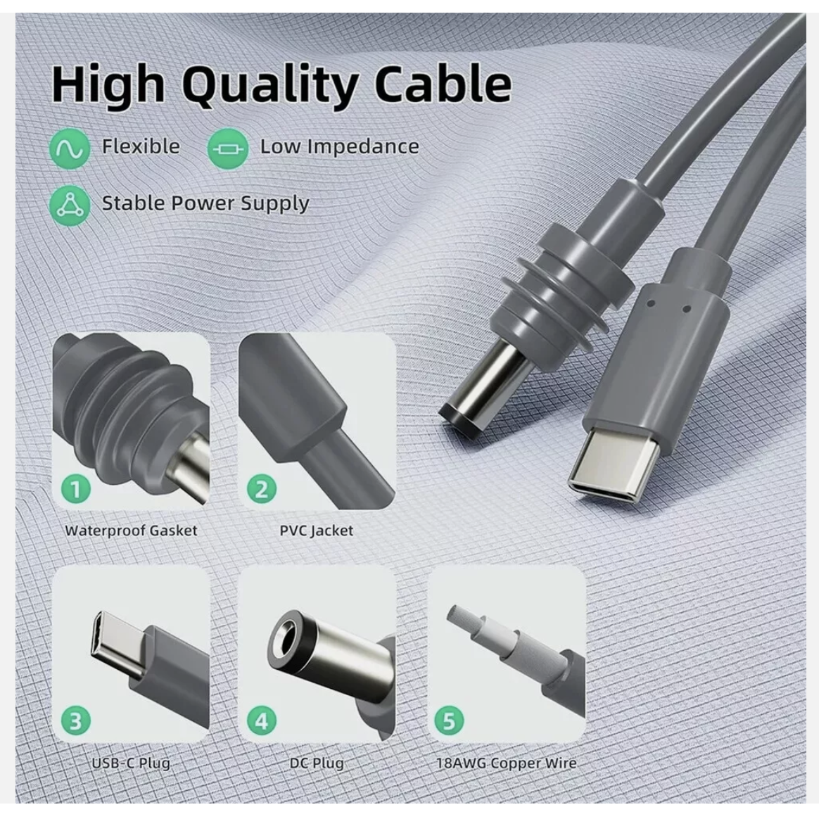 Waterproof USB C To DC Cable For Starlink Mini Fast And Reliable Charging