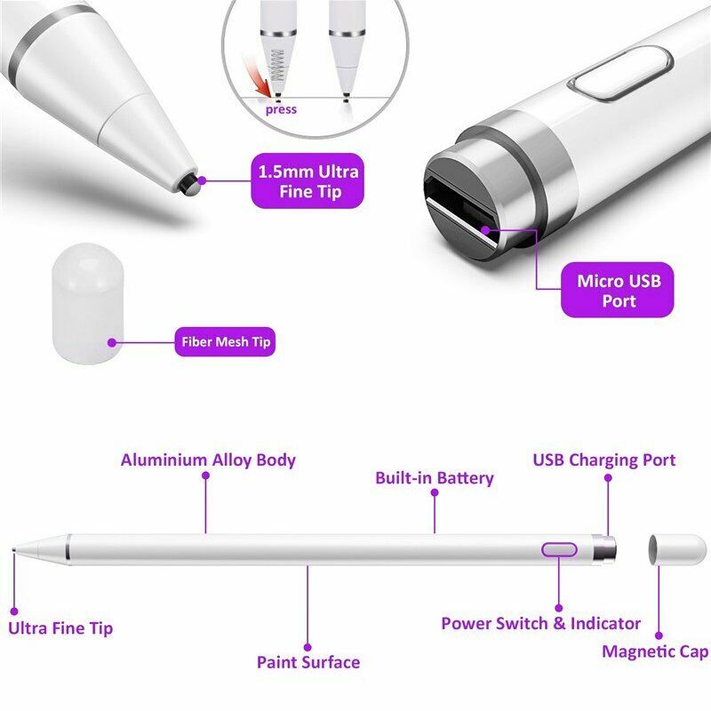 Rechargeable Active Screen Stylus Pen Drawing Pen For iPhone iPad Tablet Android