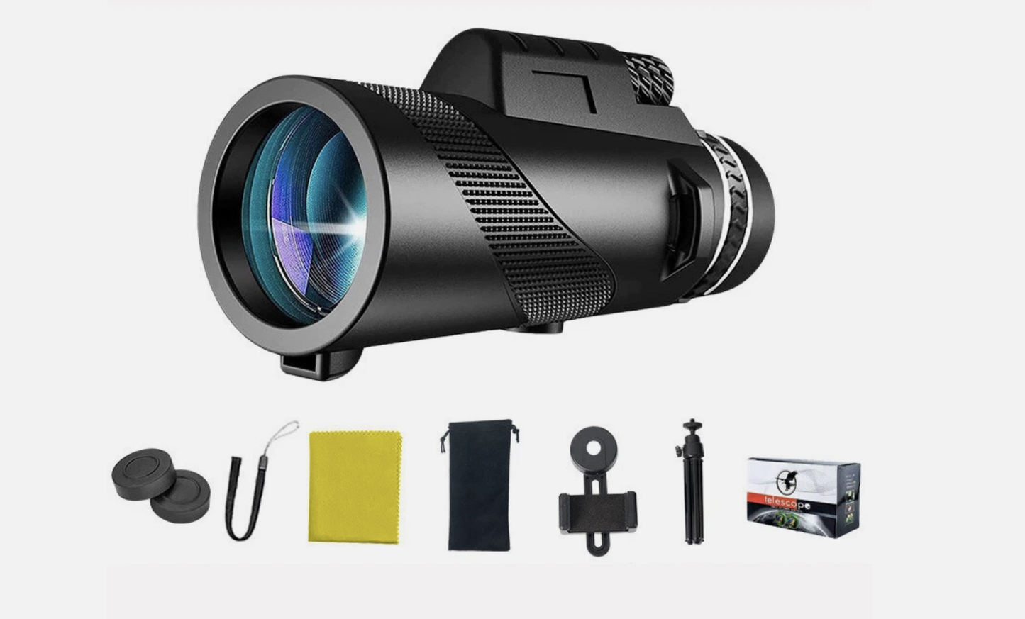 80x100 Zoom HD Optical Monocular Telescope Night Vision + Phone Clip +Tripod Set