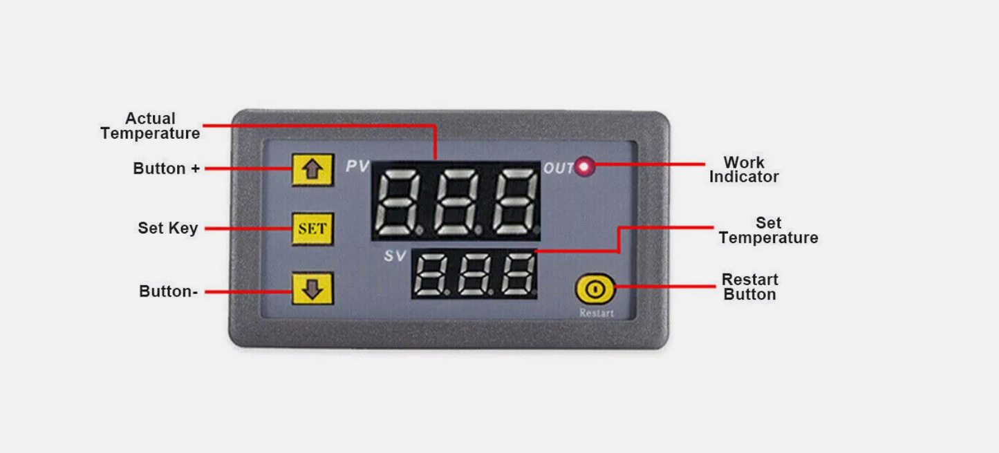 Intelligent Digital Temperature Controller Thermostat Control Switch 12V