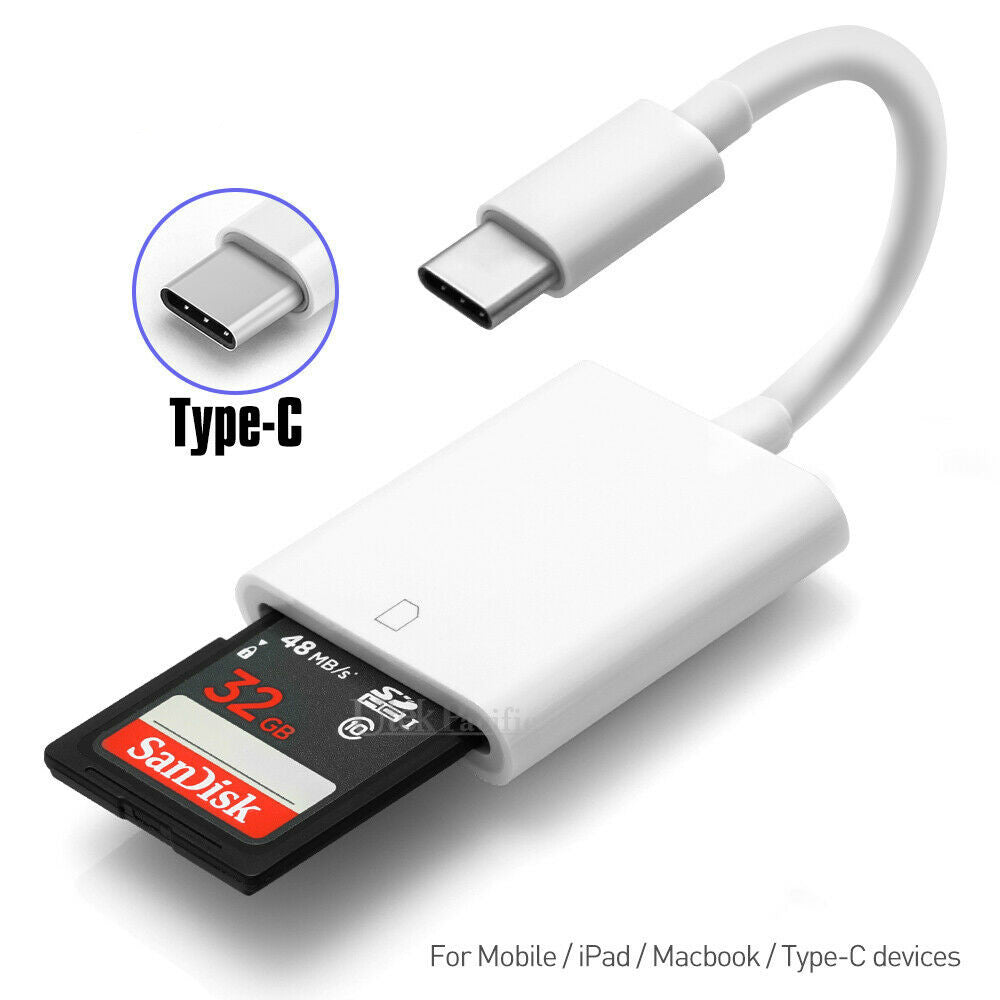 USB-C To SD Card Reader Adapter Type-C For Apple iPad Macbook Pro Air 13 Samsung