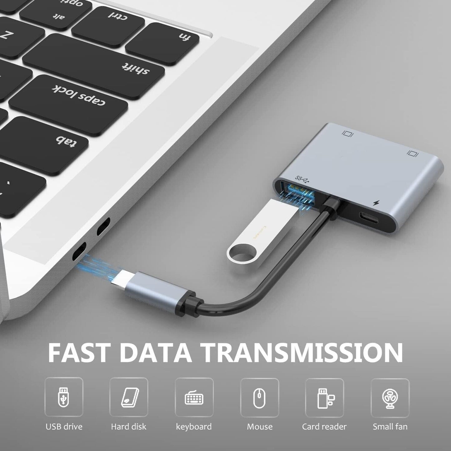 USB C Hub Triple Display Docking Station Dual HDMI Adapter 4in1 Type C to 2 HDMI