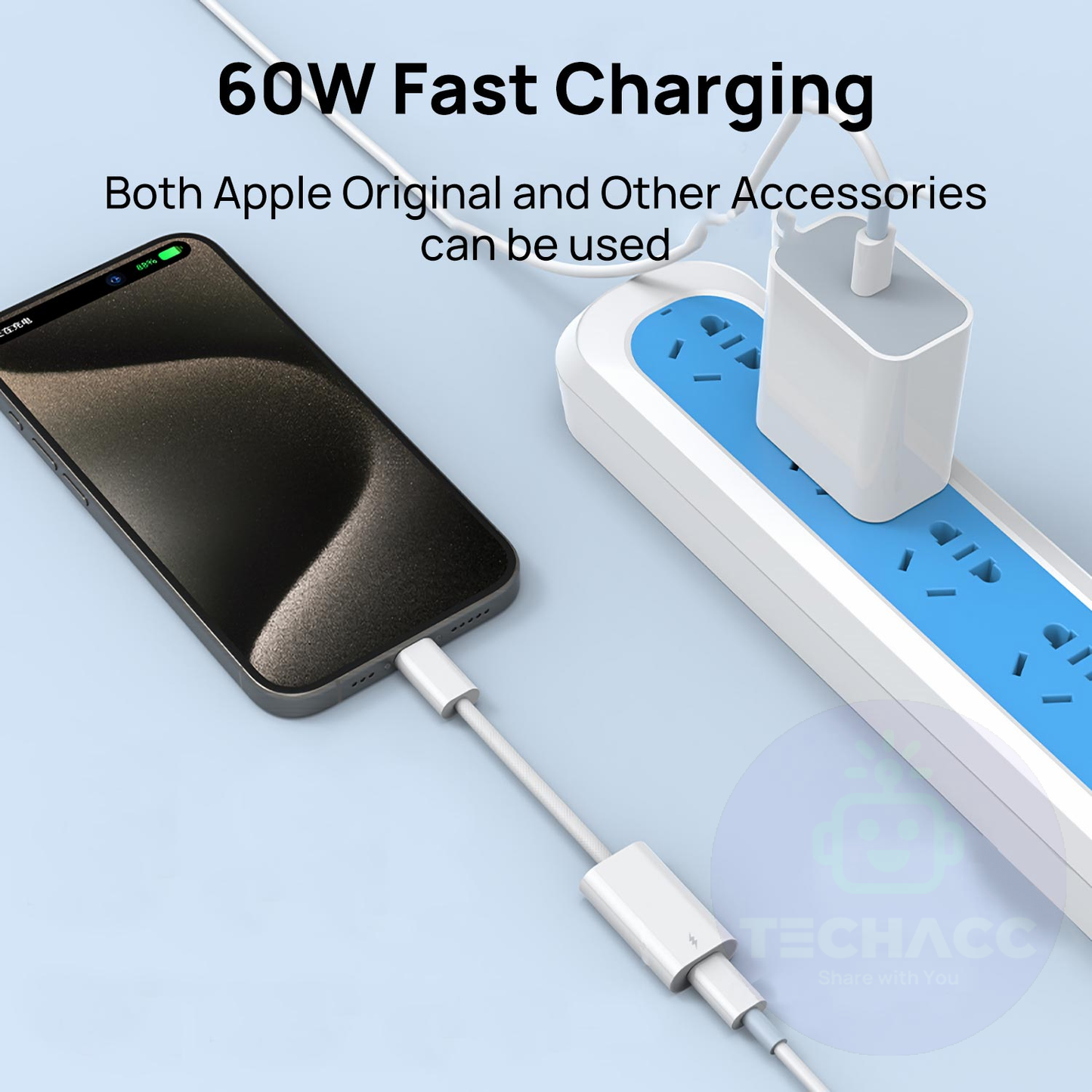 USB C Type C Male To iPhone IOS Female PD Fast Charging Port Adapter Cable