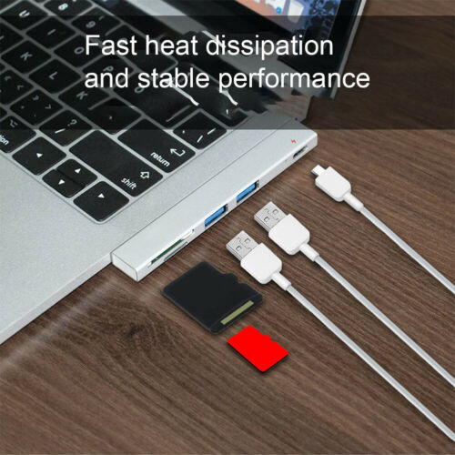 Dual Type C Hub USB-C to USB2.0 PD Charging Micro SD/SD CardDock Adapter