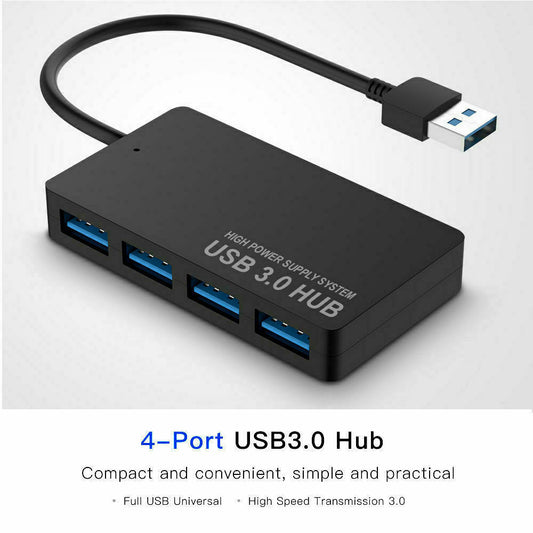 4 USB 3.0 Multi HUB Charging Port Adapter High Speed Expansion For PC Macbook