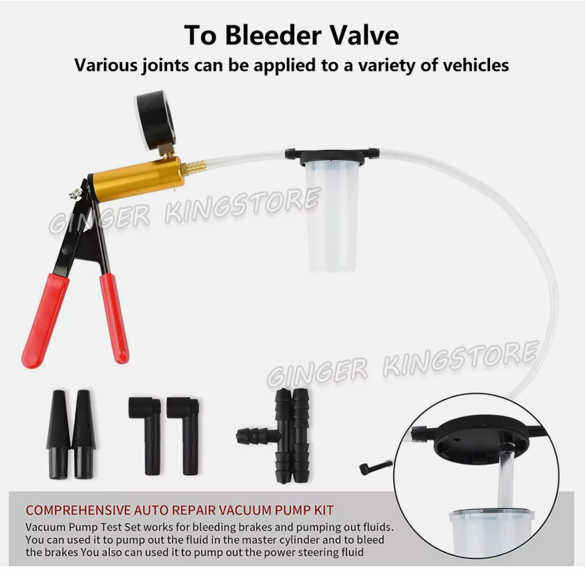 Brake Bleeder Vacuum Motorbike Pump Hand Held Bleeding Tester Kit Car Bleed