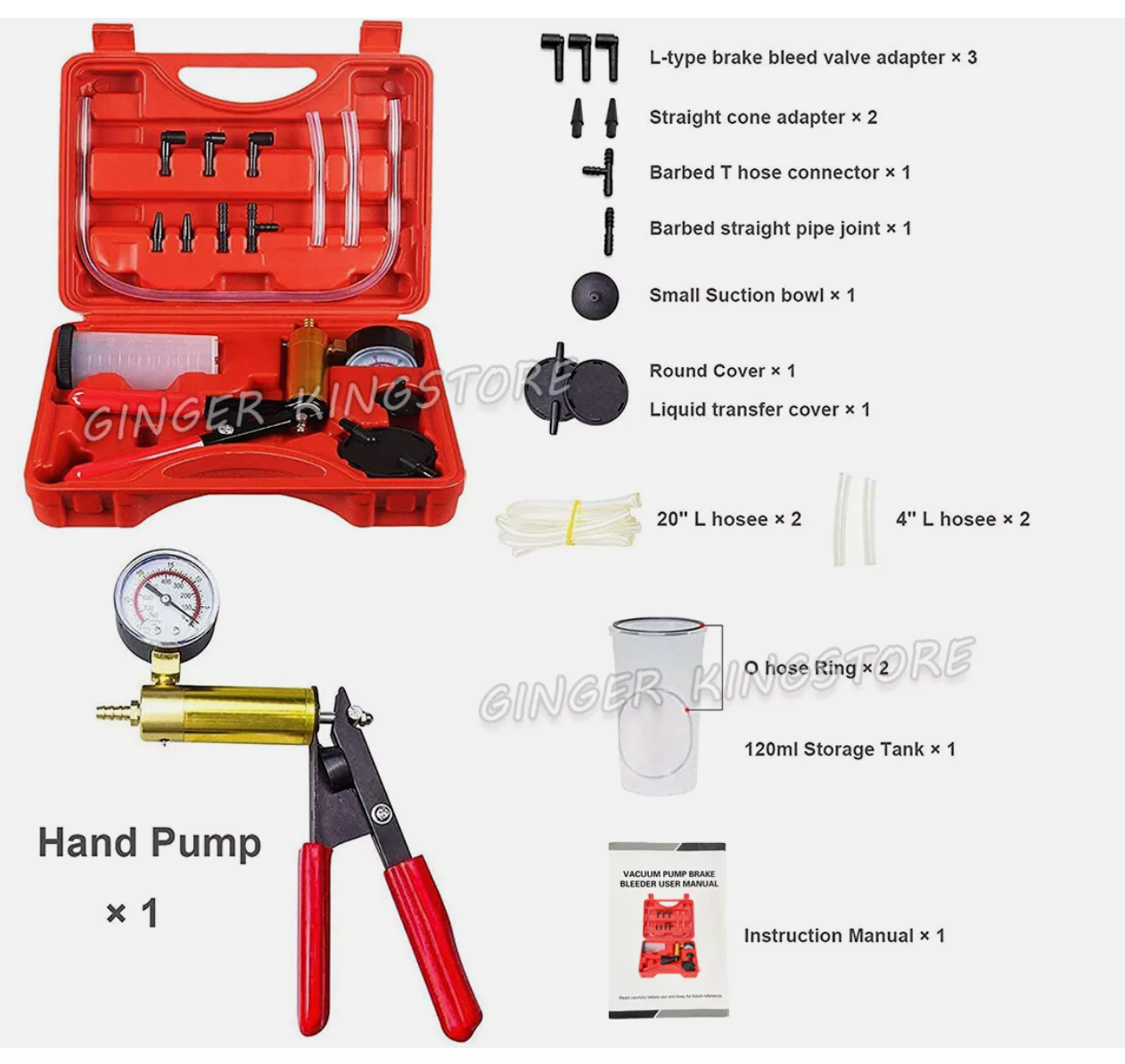 Brake Bleeder Vacuum Motorbike Pump Hand Held Bleeding Tester Kit Car Bleed