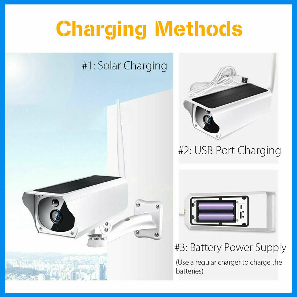 1080P HD Wireless Solar WiFi IP Camera Outdoor Security Surveillance CCTV System