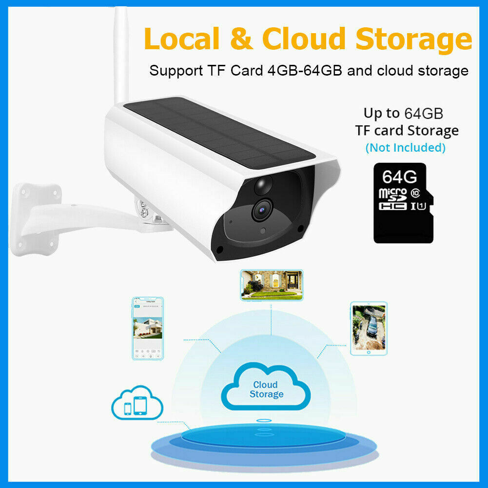 1080P HD Wireless Solar WiFi IP Camera Outdoor Security Surveillance CCTV System