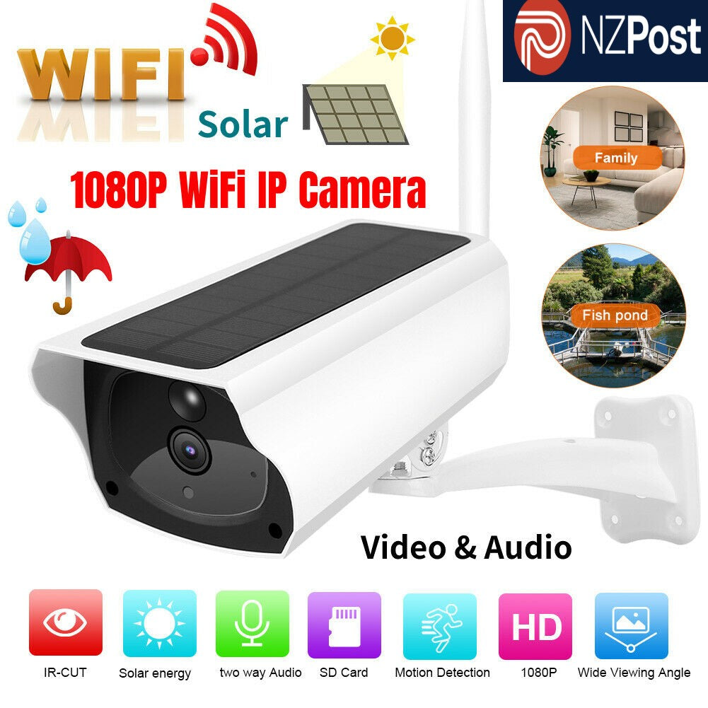 1080P HD Wireless Solar WiFi IP Camera Outdoor Security Surveillance CCTV System