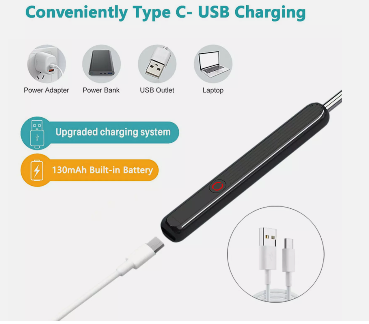 Ear Wax Remover Ear Cleaner Removal Camera Cleaning Pick Tool LED Light Scoop