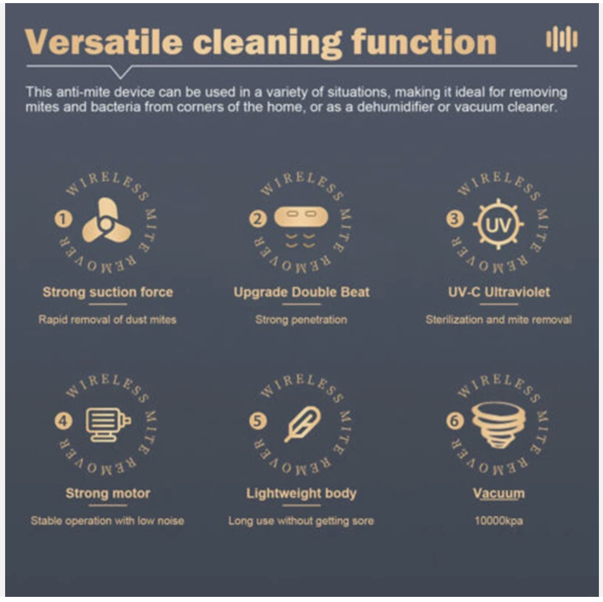 Cordless Dust Mite Remover Vacuum UV Cleaner 10000kpa Home Bed Sofa Mattress Kit