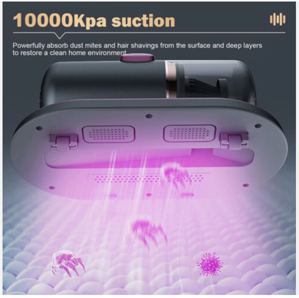 Cordless Dust Mite Remover Vacuum UV Cleaner 10000kpa Home Bed Sofa Mattress Kit