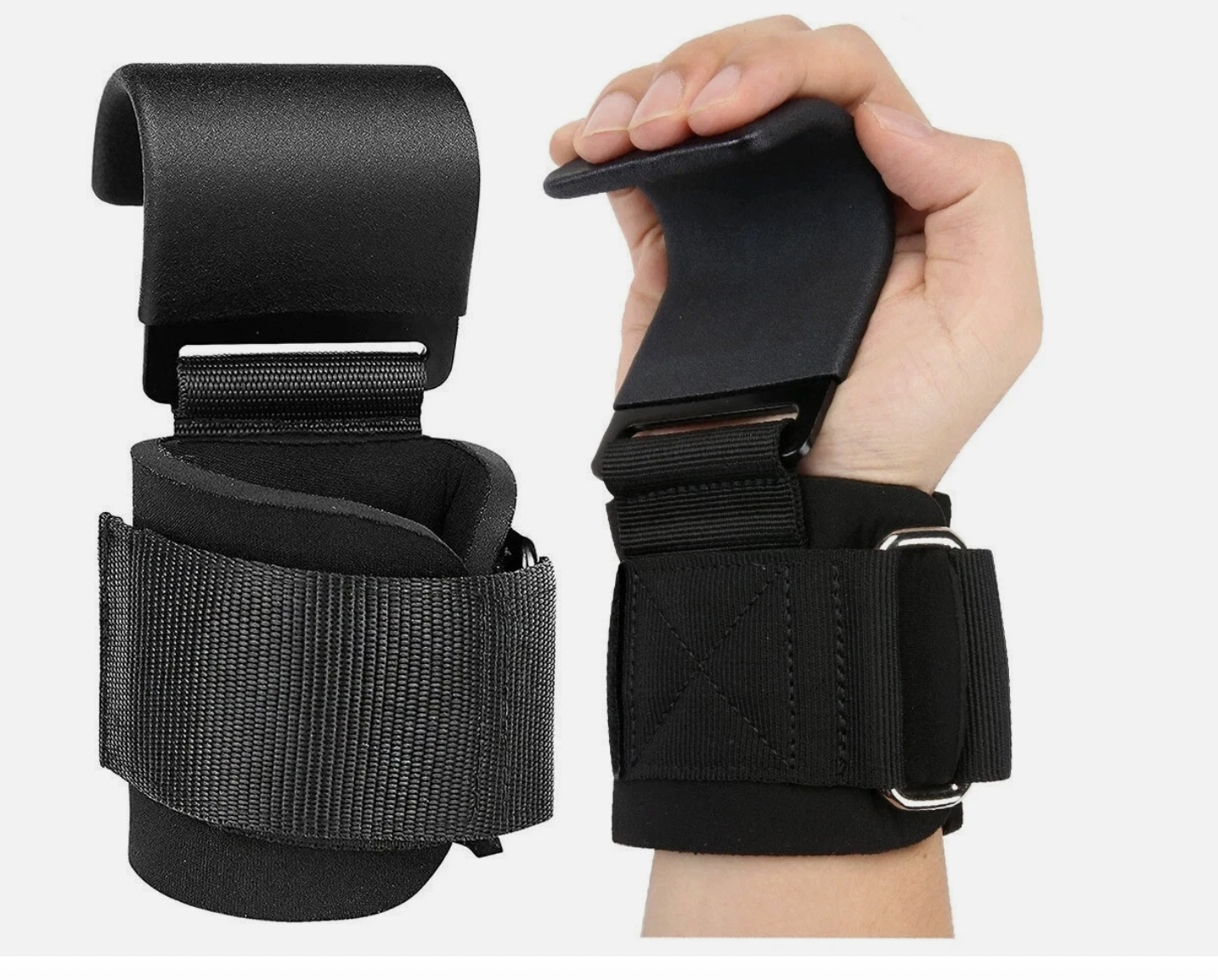 WEIGHT LIFTING POWER HOOKS POWER GRIPS WRIST SUPPORT BAR STRAPS GYM HOOK GLOVES