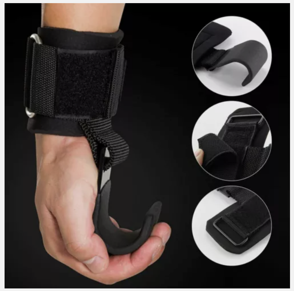 WEIGHT LIFTING POWER HOOKS POWER GRIPS WRIST SUPPORT BAR STRAPS GYM HOOK GLOVES