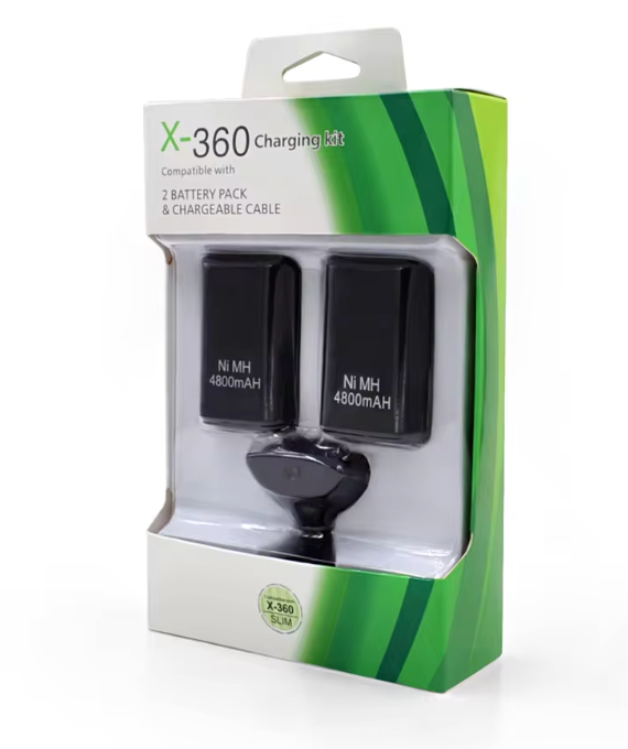 2x 4800mAh Rechargeable Battery Pack Case for XBOX 360 Controller Charger Cable