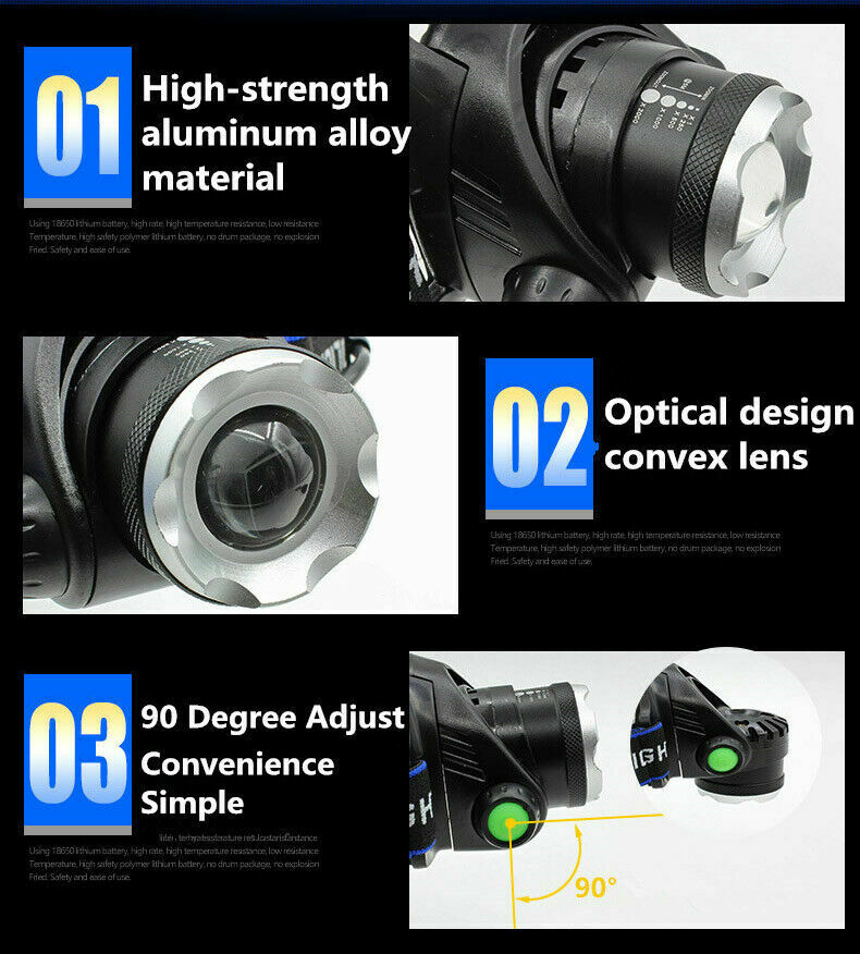 LED Headlamp Headlight Head Torch