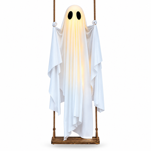 5ft Light-Up Swinging Ghost Halloween Decoration with Remote