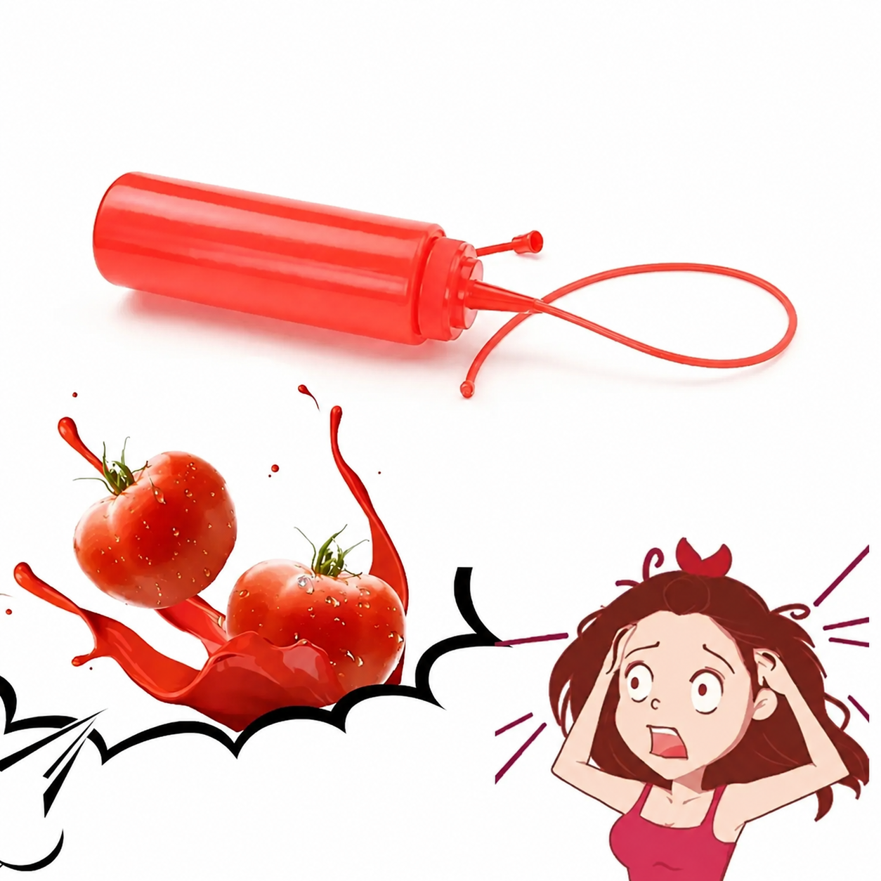 Prank Ketchup Bottle | Fake Squeeze Squirt String Gag Toy | Mess-Free Party Fun